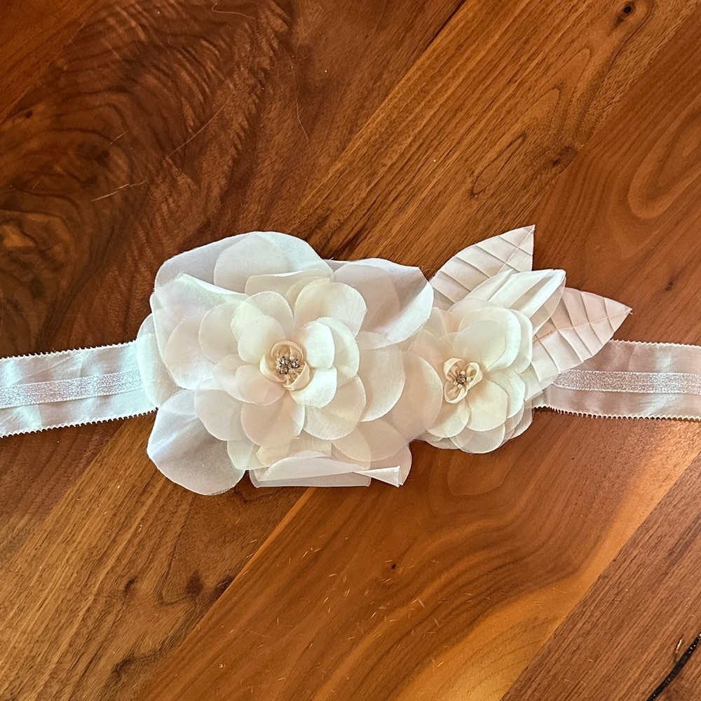 Ivory Floral Satin Sash Belt - BHLDN